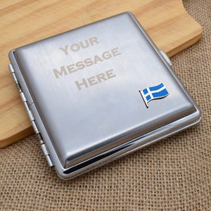 Shetland Wave Flag Design Personalised Engraved Brushed Metal King Size Cigarette Case