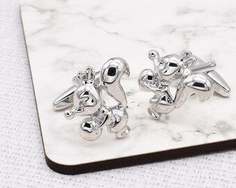 Squirrel & Acorn Cufflinks in a Personalised Cufflink Box