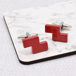 Computer Retro Block Game Red Cufflinks in a Personalised Cufflink Box