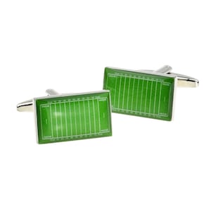 American Football Pitch Design Cufflinks in Personalised Cufflink Box