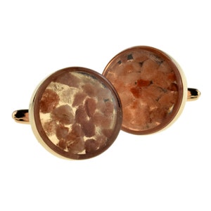 Encapsulated Himalayan Pink Salt 8th Anniversary Rose Gold Cufflinks in personalised cufflink box