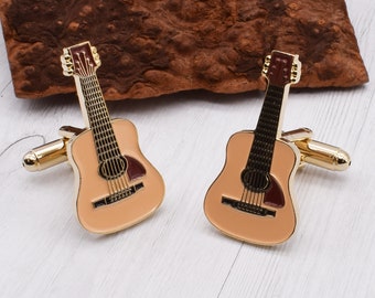 Acoustic Guitar Design Cufflinks in a Personalised Cufflink Box