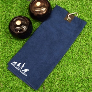 Personalised with Name Born to Boule Navy Blue Microfibre Golf Towel Great Gift for Boules Players!