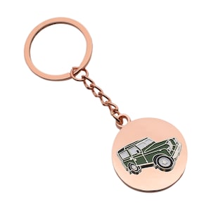 4WD Land Rover Styled Vehicle Design with special Personalised Engraved message Rose Gold Keyring