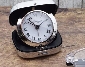 Personalised Engraved Chrome Case Travel alarm clock with quartz mechanism Perfect gift for any Travel lovers