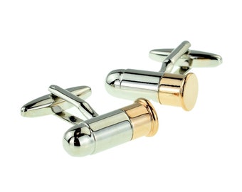 Rose Gold Ends Smaller Caliber Bullet Cufflinks in Personalised Cufflink Box