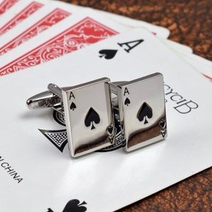 Gemelli di design Ace of Spades lucido in scatola di gemelli personalizzati