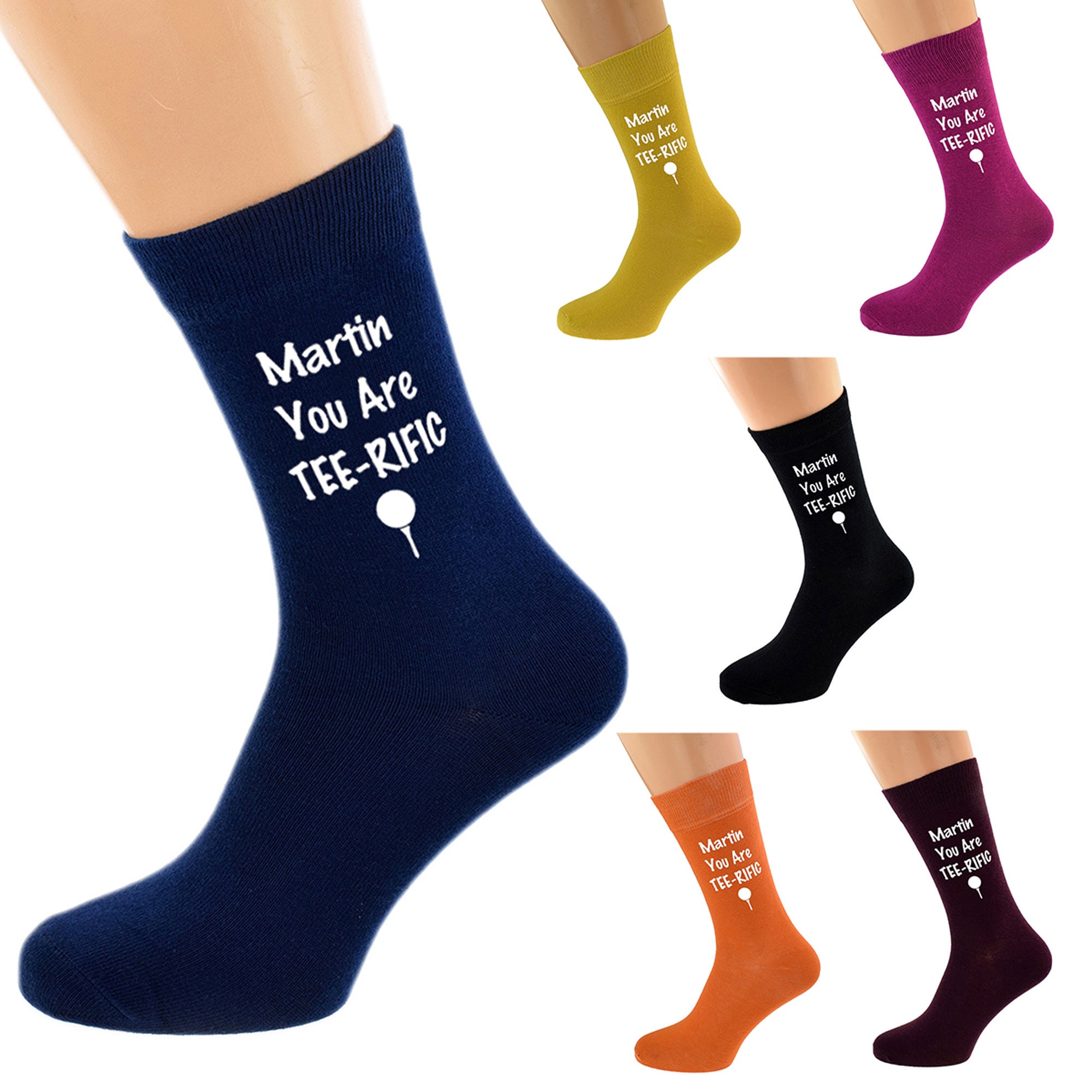 Image of Fun Personalised Golf You Are Tee Rific Unisex Adults Socks in Various Colours