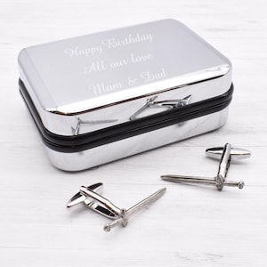 Viking Design Pewter Cufflinks in Personalised Chrome Effect Cufflink Box