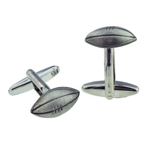 English Made Pewter Rugby Ball Cufflinks in a Personalised Cufflink Box