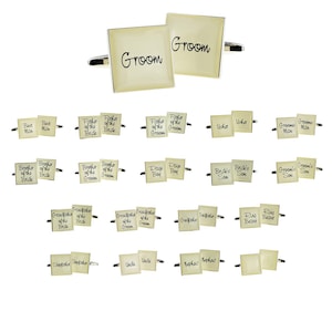 Ivory Square Wedding Cufflinks in optional personalised cufflink box