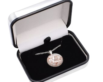 Personalised Encapsulated Himalayan Pink Salt Pendant Necklace Birthday anniversary gift | Presented in a Choice of Gift Box