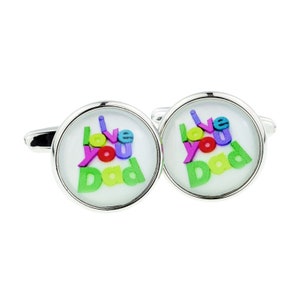Fun I Love You Dad Cufflinks in Personalised Cufflinks Box