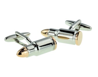 Rose Gold Ends Large Caliber Bullet Cufflinks in Personalised Cufflink Box