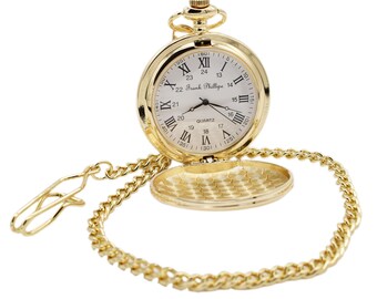 Orologio Da Taschino Vintage Oro Con Numeri Romani E Catena Ciondolo - Movimento Quarzo