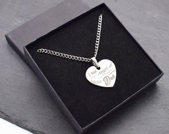 Beautifully Engraved I Have an Angel in Heaven I Call Him Dad Heart Shaped Sentimental Necklace gift with Gift Box