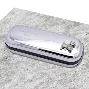 Westie Hundedesign Personalisierte gravierte verchromte Brillenetui Box