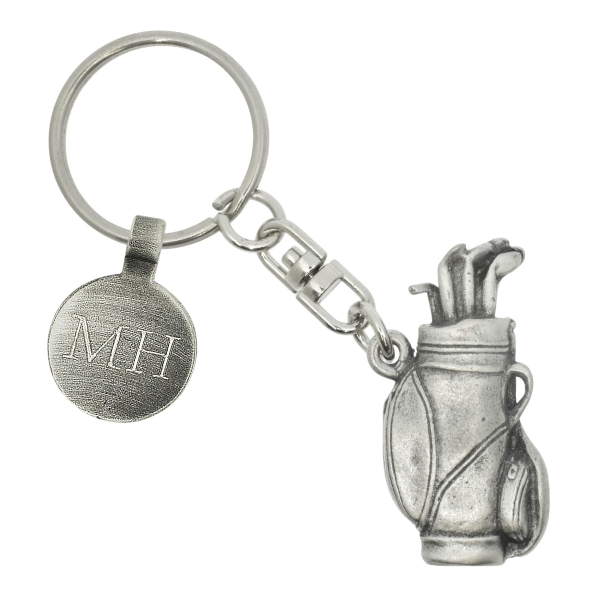 イタリアLB社製・純銀925S ″ゴルフバッグ“ キーホルダー : ヴィンテージ 英国製ピューター製ゴルフバッグキーホルダー（ベルベットポーチ入り