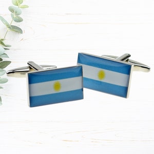 Argentina Flag Cufflinks With Personalised Gift Option