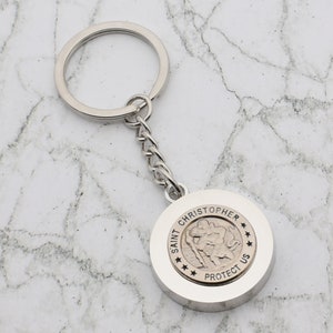 Beautiful St Christopher Protect Us Design with special Personalised Engraved message Keyring