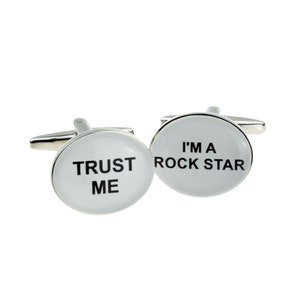 Trust me I&#39;m a Rock star Cufflinks in personalised cufflink box