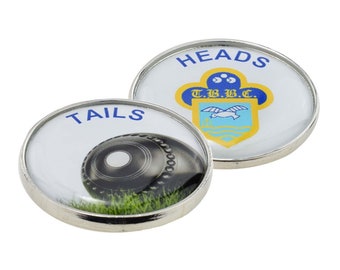 Personalised Logo Medallion Flipping Toss Coin Suitable with Head & Tails Wording, Supplied in a Gift Box