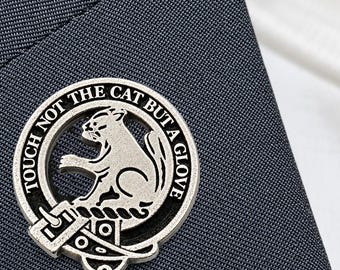 English Made Pewter MacPherson Clan Crest Lapel Pin in a Gift Box (20 x 19mm)