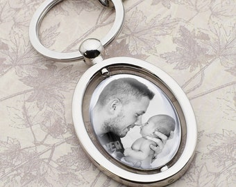 Personalised with Photos Sentimental Silver Spinning Keyring