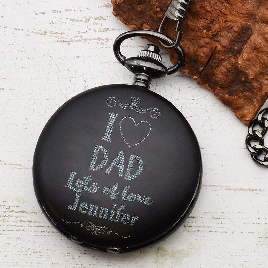 Personalised I Love Dad Design Matt Black Finish Roman Numerals