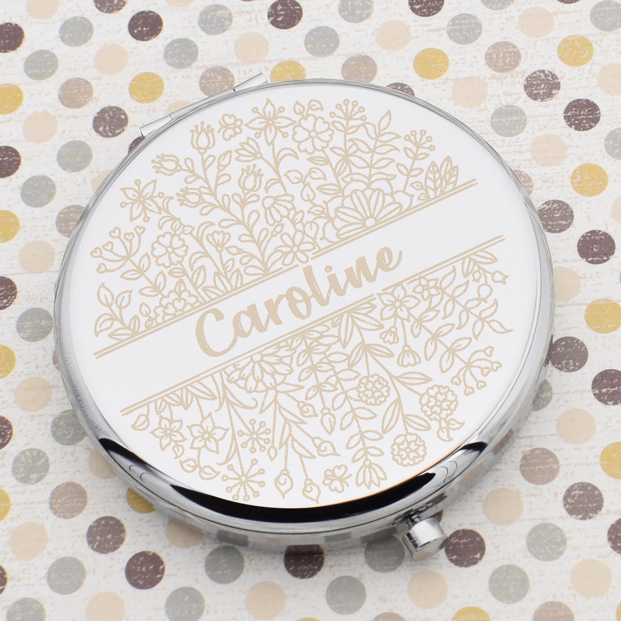 Beautifully Engraved Flower Design Personalised With Name | Silver