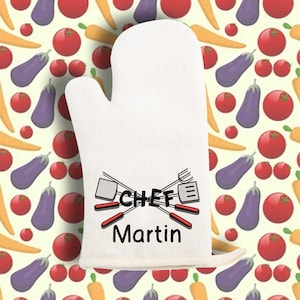 Personalised with Name Chef Oven Glove Mitt Great gift for the Cook!