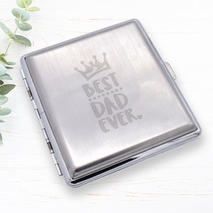 Best Dad Ever Design Engraved Brushed Metal King Size Cigarette Case