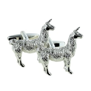 Standing Llama Design Cufflinks in Personalised Engraved Cufflink Box
