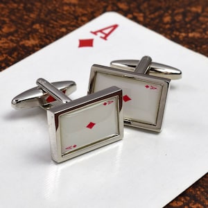 Gemelli Ace of Diamonds in scatola di gemelli personalizzati
