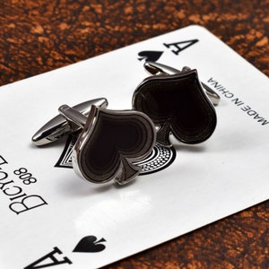 Picche nero carta vestito Design gemelli nella casella gemelli personalizzati