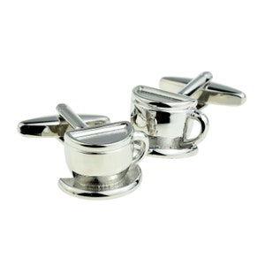 Tea Cups Metal Cufflinks Ideal 20th Anniversary Gift in personalised cufflink box