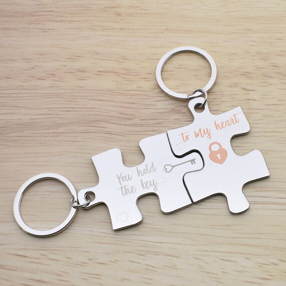 You Hold the Key to My Heart | Cute Couples Jigsaw Shaped Keyring