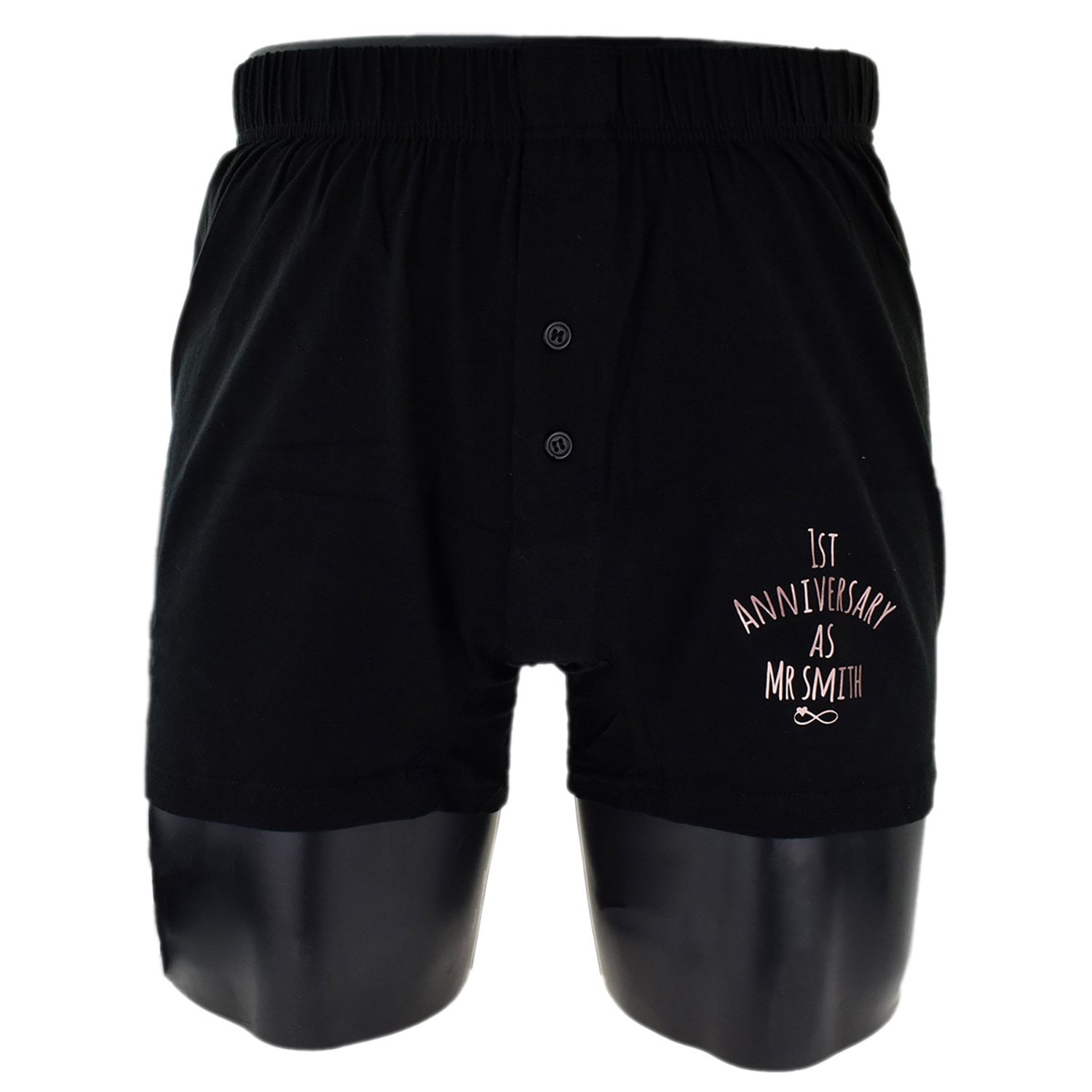 Image of Personalised Rose Gold Print Anniversary Cotton Boxer Shorts