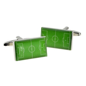 Football Pitch Design Cufflinks in Personalised Cufflink Box