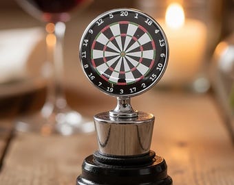 Personalised with own Wording | Dartboard Design | Silver Wine Bottle Stopper in Gift Pouch