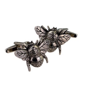 Bumblebee English Pewter Cufflinks in Personalised Cufflink Box