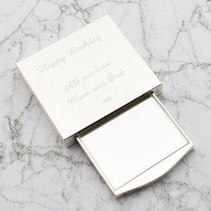 Personalised with Engraved Message Silver Plated Square Shaped Drawer Mirror