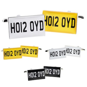 Bespoke Personalised Car Number Plate Cufflinks, in Chrome cufflink box