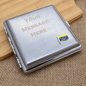 West Sussex Wave Flag Design Personalised Engraved Brushed Metal King Size Cigarette Case