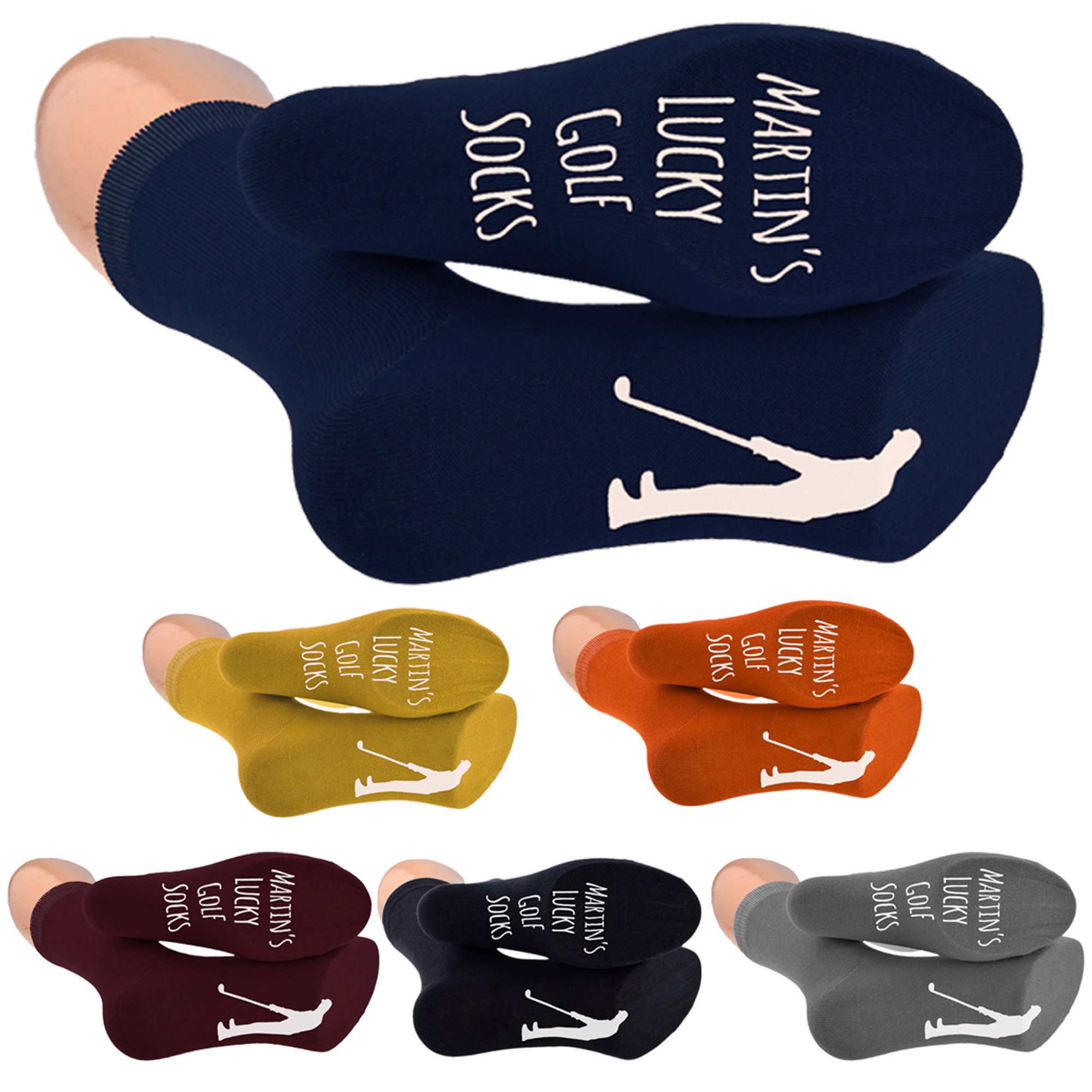 Image of Fun Personalised Lucky Golf Unisex Adults Socks in Various Colours