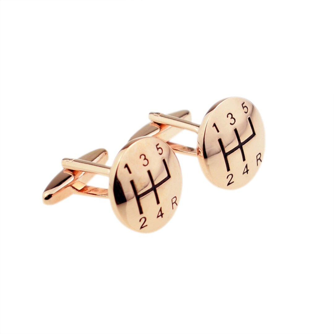 Rose Gold Gear Stick Cufflinks in Personalised Cufflink Box Etsy