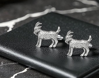 Goat English Made Pewter Cufflinks in Personalised Leatherette Cufflink Box