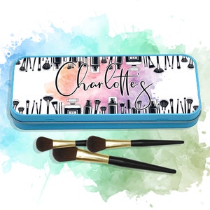 Personalised Cosmetic Tin Great for Storing all Your Makeup Brushes.