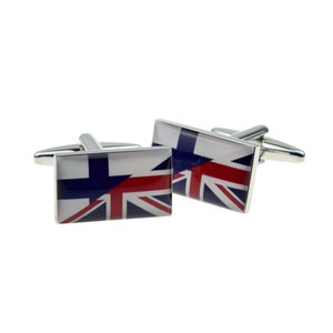 Union Jack Mixed with Finland Flag Cufflinks in Personalised Cufflink Box