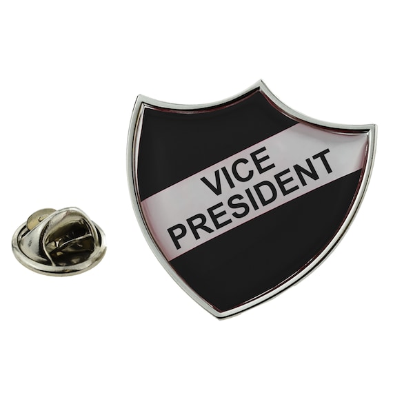VICE PRESIDENT Retro School Shield Silver Lapel Pin Badge - Etsy